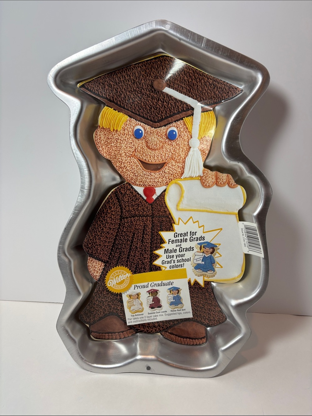 Wilton Graduate Cake Pan Brown Yellow Blue